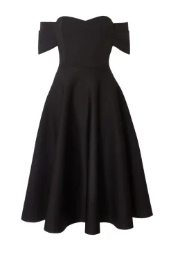 Quiz Black Bardot Midi Skater Dress Sale
