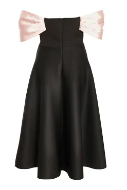 Quiz Black Bardot Midi Skater Dress New