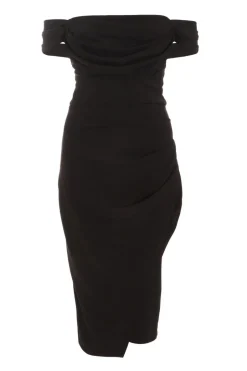 Quiz Black Bardot Midi Wrap Dress Best