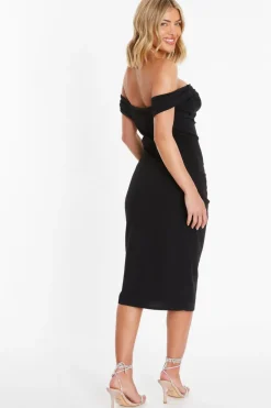 Quiz Black Bardot Midi Wrap Dress Best
