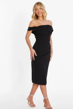 Quiz Black Bardot Midi Wrap Dress Best