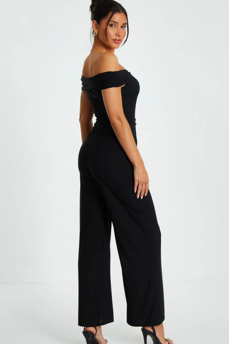 Quiz Black Bardot Palazzo Jumpsuit Outlet