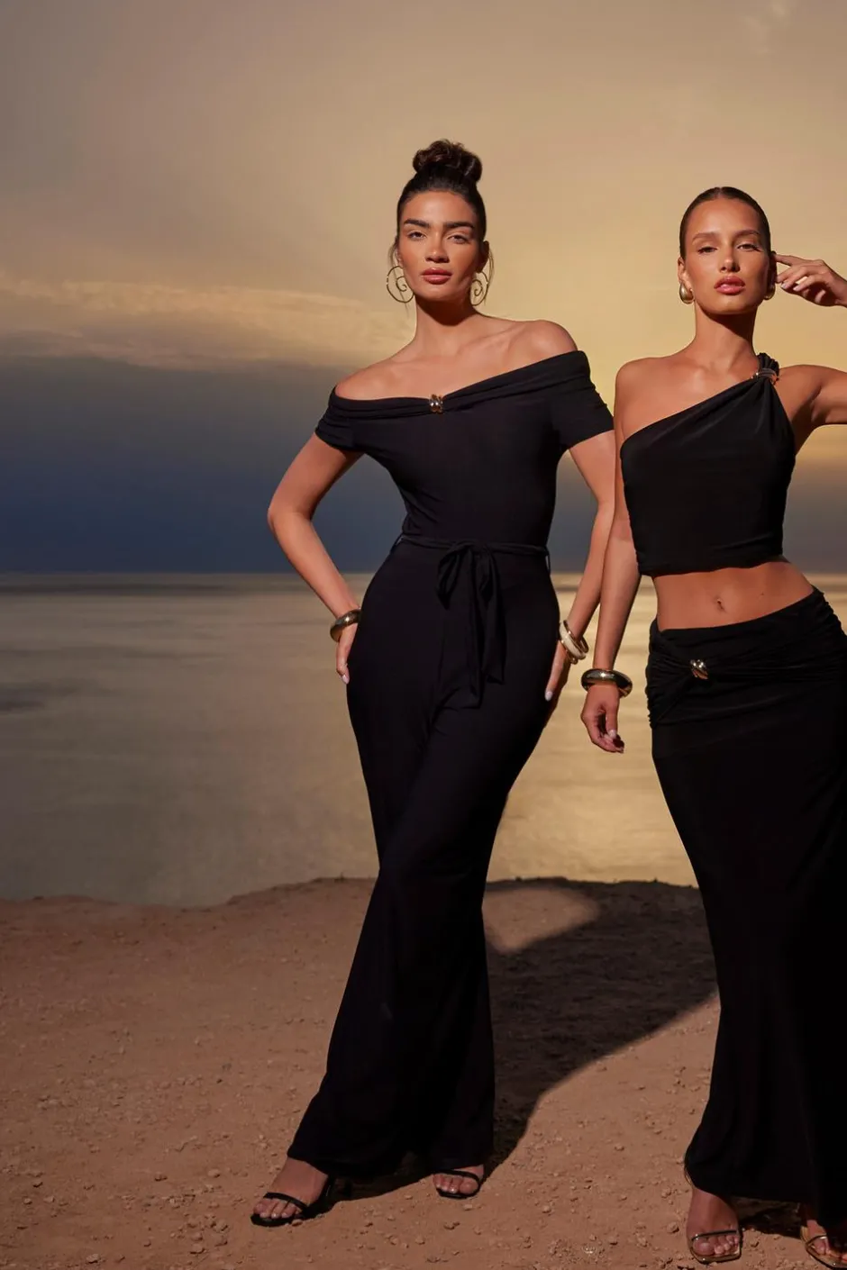 Quiz Black Bardot Palazzo Jumpsuit Outlet
