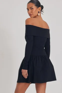 Quiz Black Bardot Skater Dress Discount