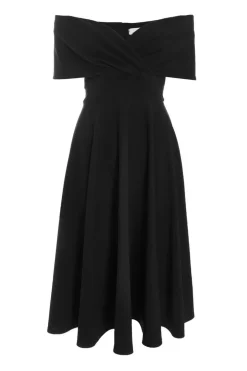 Quiz Bardot Skater Midi Dress Black Outlet