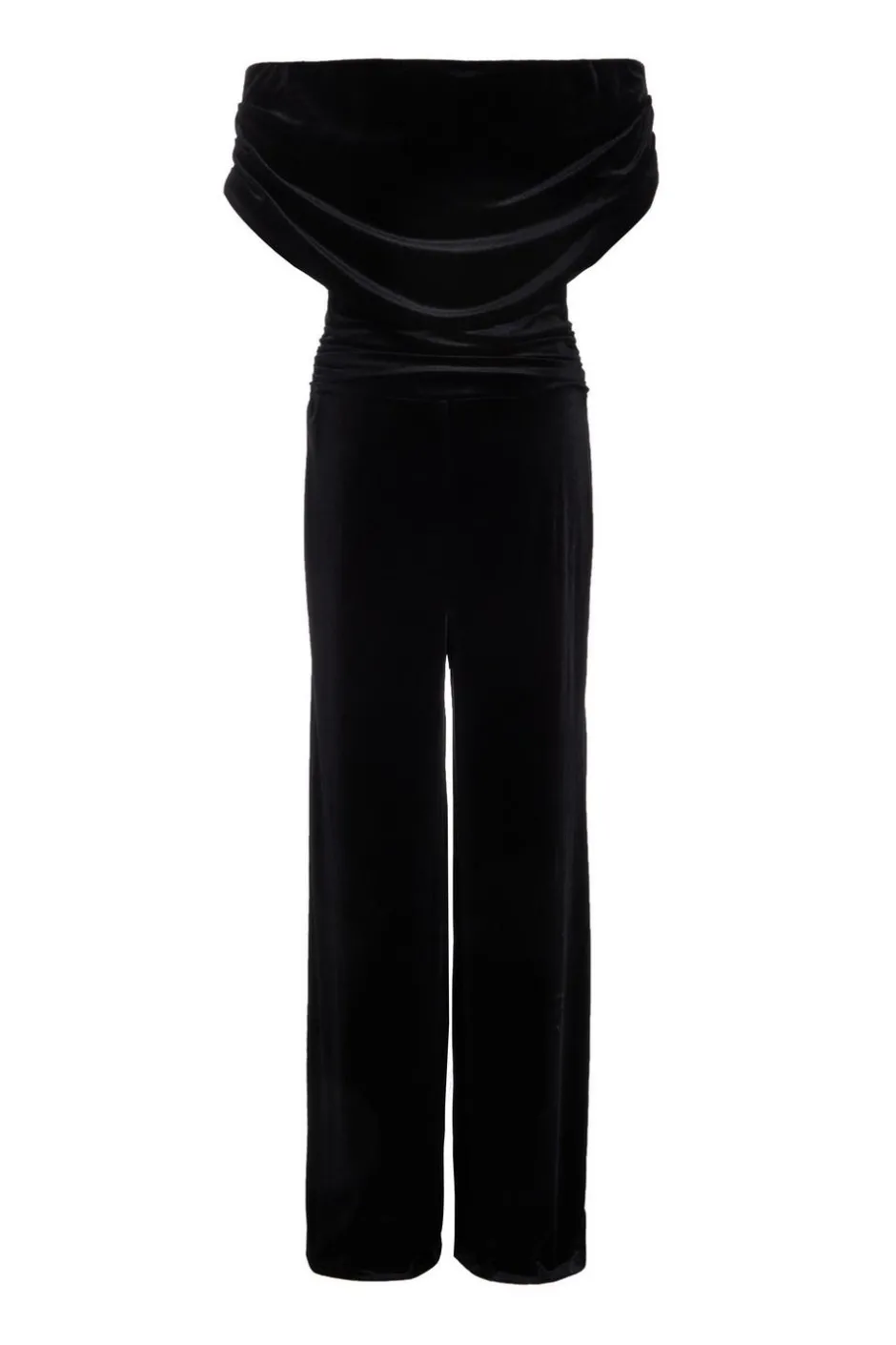 Quiz Black Bardot Velvet Jumpsuit Clearance