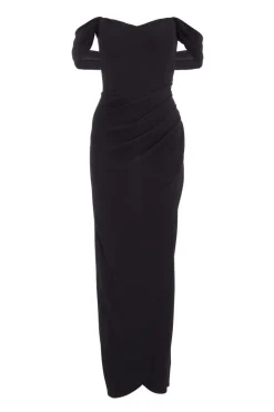 Quiz Black Bardot Wrap Maxi Dress