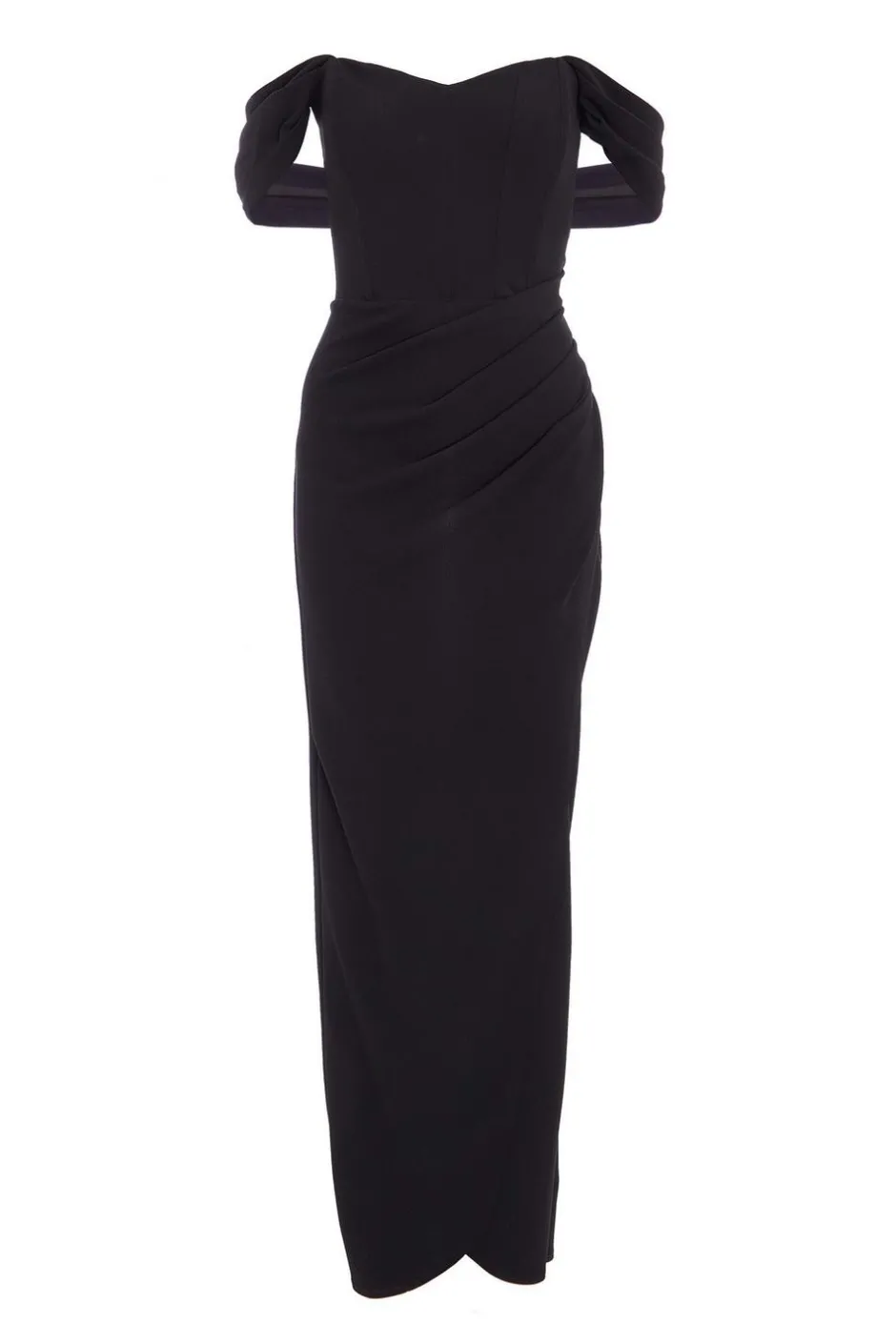 Quiz Black Bardot Wrap Maxi Dress