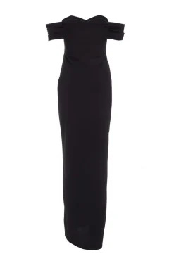 Quiz Black Bardot Wrap Maxi Dress