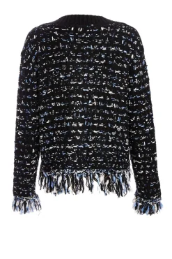 Quiz Black Boucle Knit Fringe Cardigan New