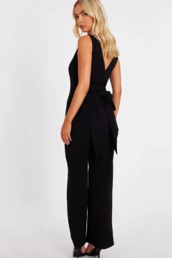 Quiz Bow Back Jumpsuit Black New