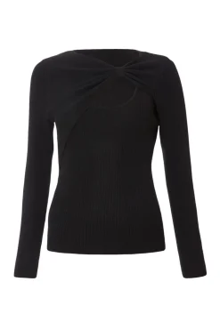 Quiz Bow Detail Knitted Top Black Hot