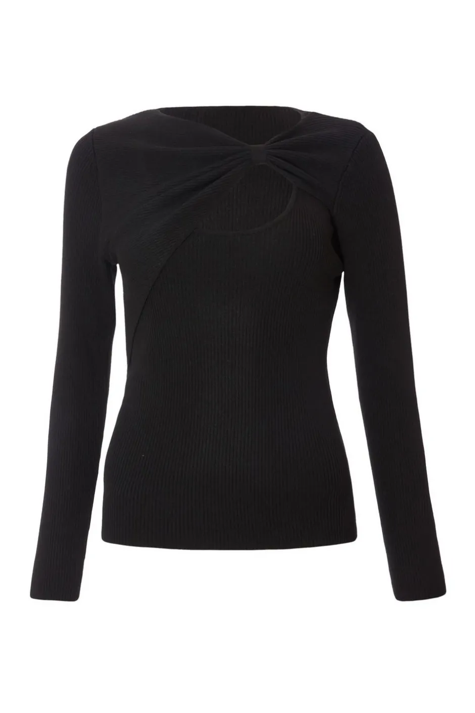 Quiz Bow Detail Knitted Top Black Hot