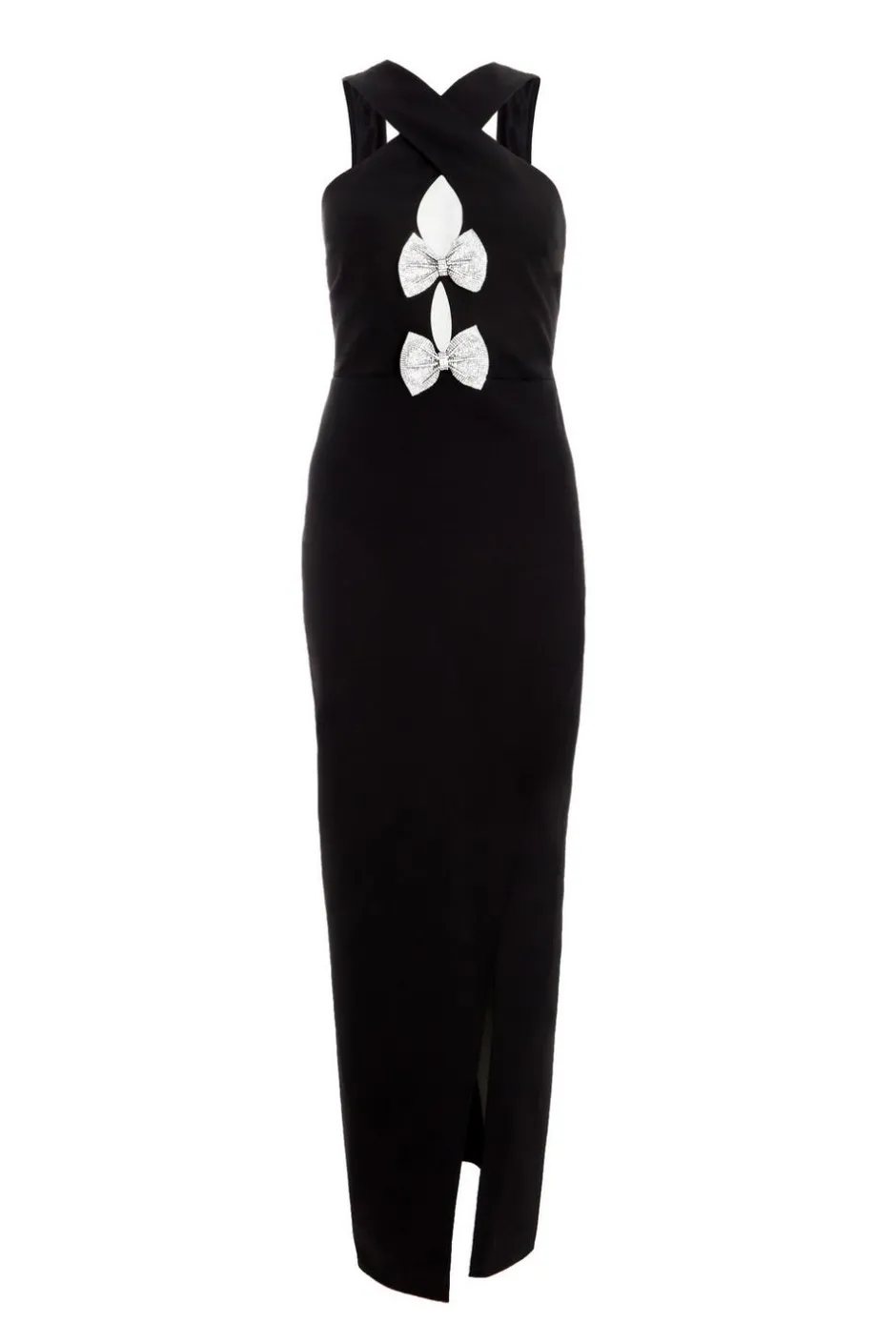 Quiz Black Bow Front Maxi Dress Sale