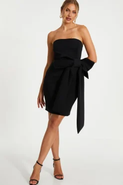 Quiz Black Bow Strapless Bodycon Dress Clearance
