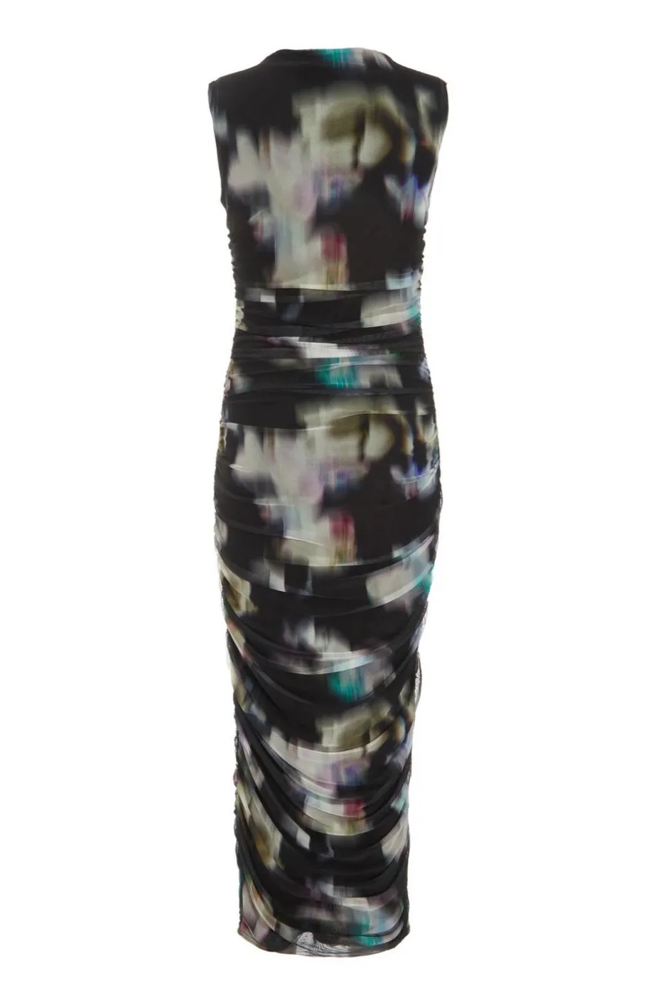 Quiz Black Brushstroke Print Mesh Midaxi Dress Clearance