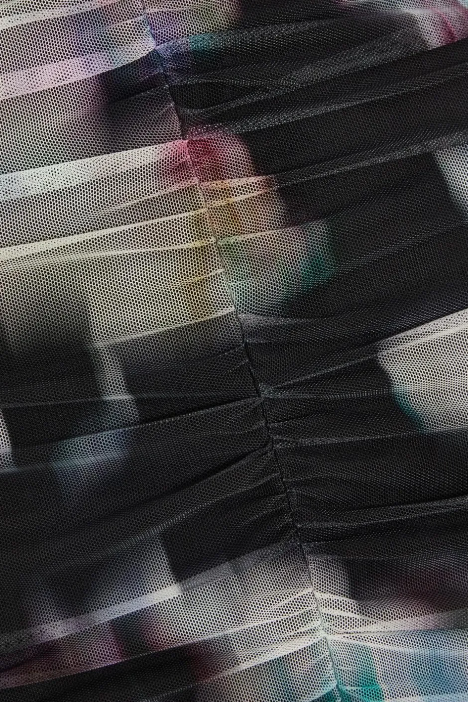 Quiz Black Brushstroke Print Mesh Midaxi Dress Clearance