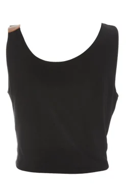 Quiz Black Buckle Detail Crop Top Outlet