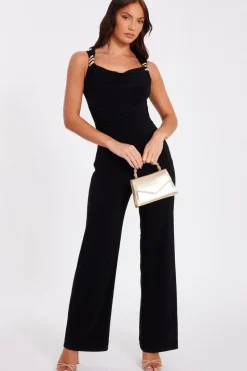 Quiz Black Buckle Detail Jumpsuit Hot