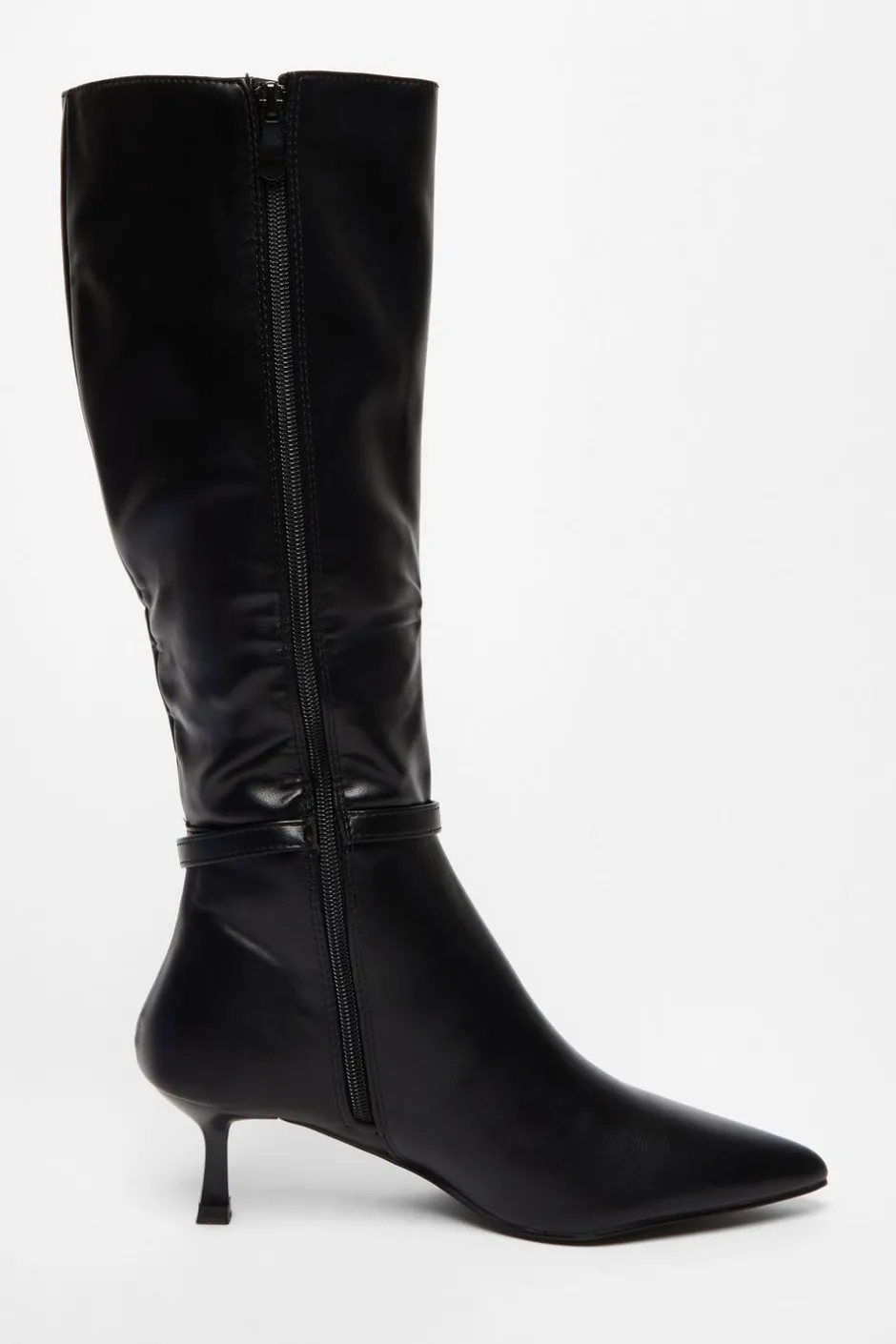 Quiz Black Buckle Detail Knee High Boots Sale