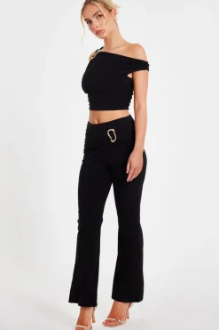 Quiz Buckle Detail Trousers Black Hot