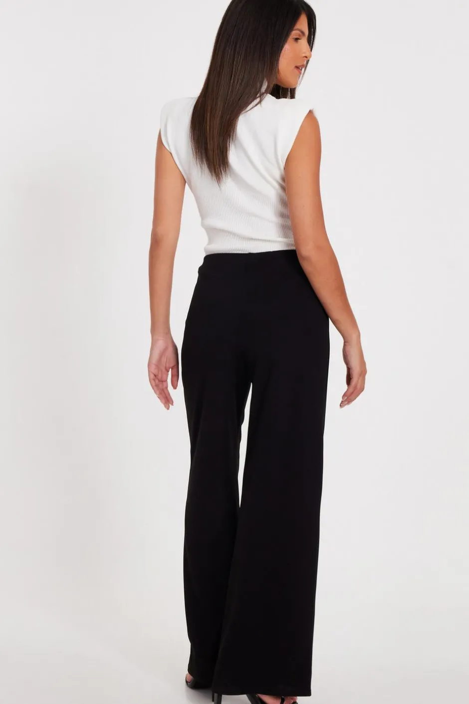 Quiz Black Buckle Palazzo Trousers Online