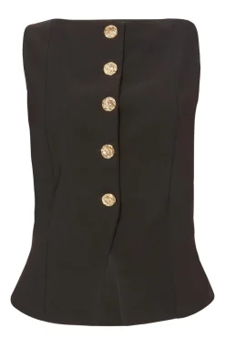 Quiz Black Button Front Waistcoat Discount