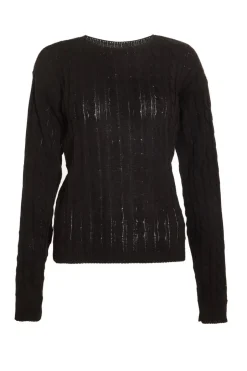 Quiz Black Cable Knit Crop Jumper Clearance