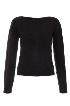 Quiz Black Cable Knit Crop Jumper Sale