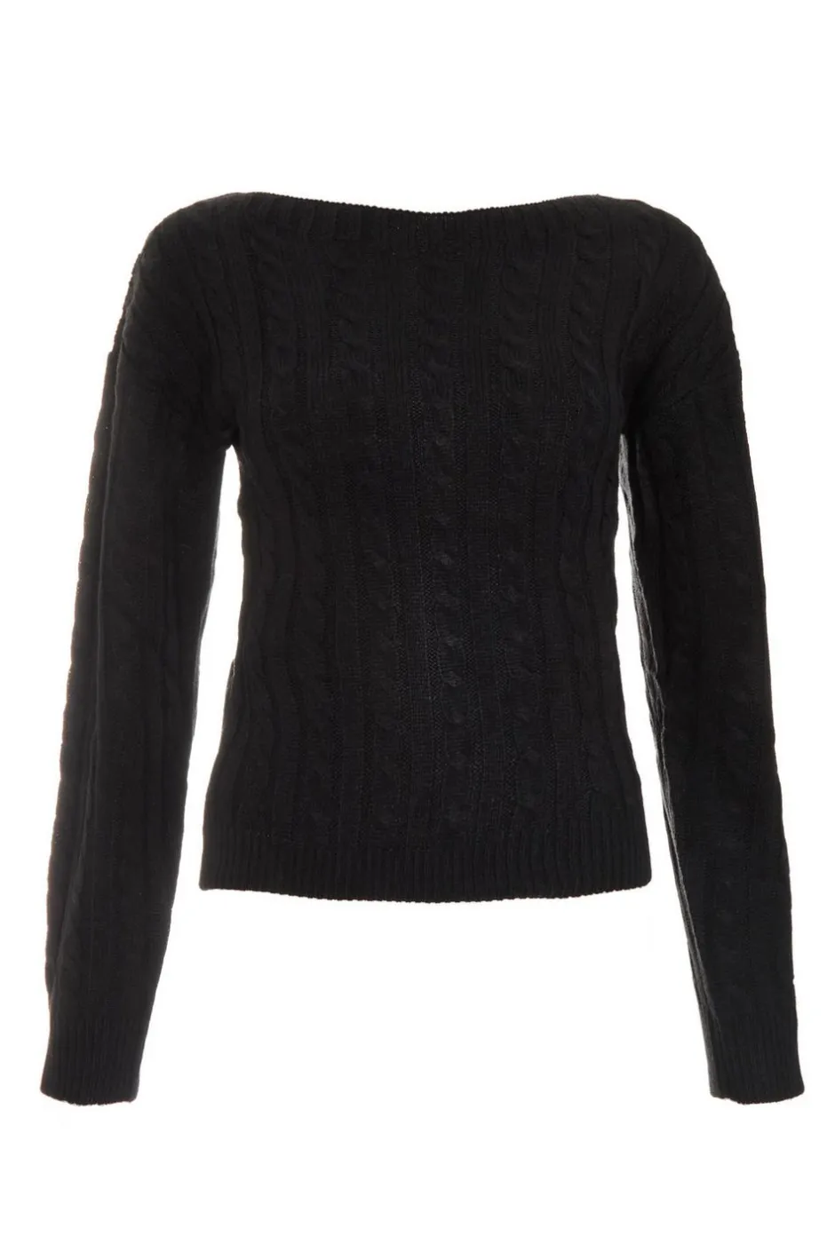 Quiz Black Cable Knit Crop Jumper Sale