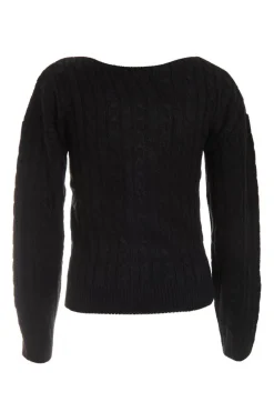 Quiz Black Cable Knit Crop Jumper Sale