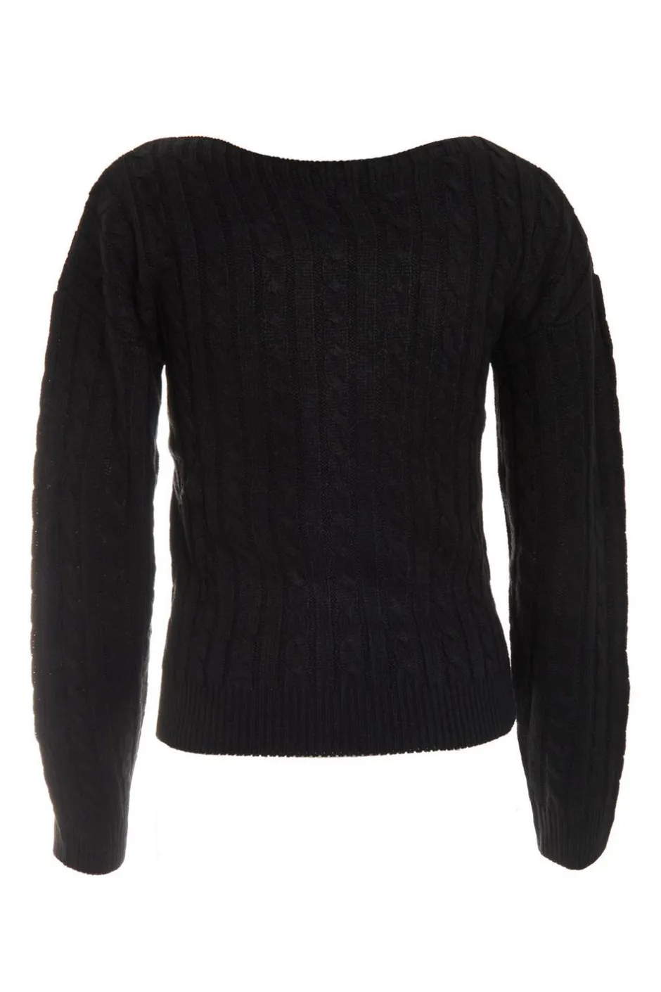 Quiz Black Cable Knit Crop Jumper Sale