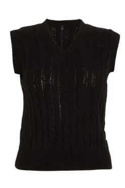 Quiz Black Cable Knit Tank Top