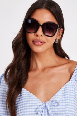 Quiz Cat Eye Sunglasses Black New