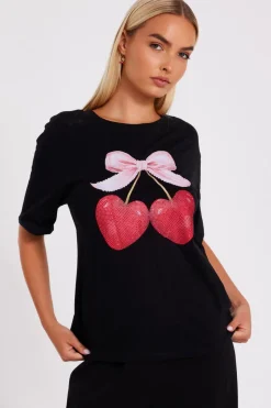 Quiz Black Cherry Print Boxy Top Online