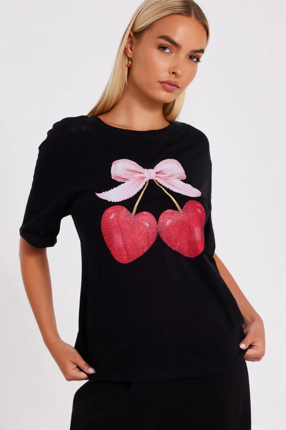 Quiz Black Cherry Print Boxy Top Online