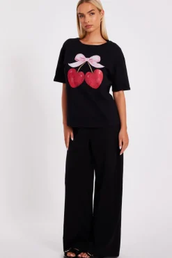 Quiz Black Cherry Print Boxy Top Online