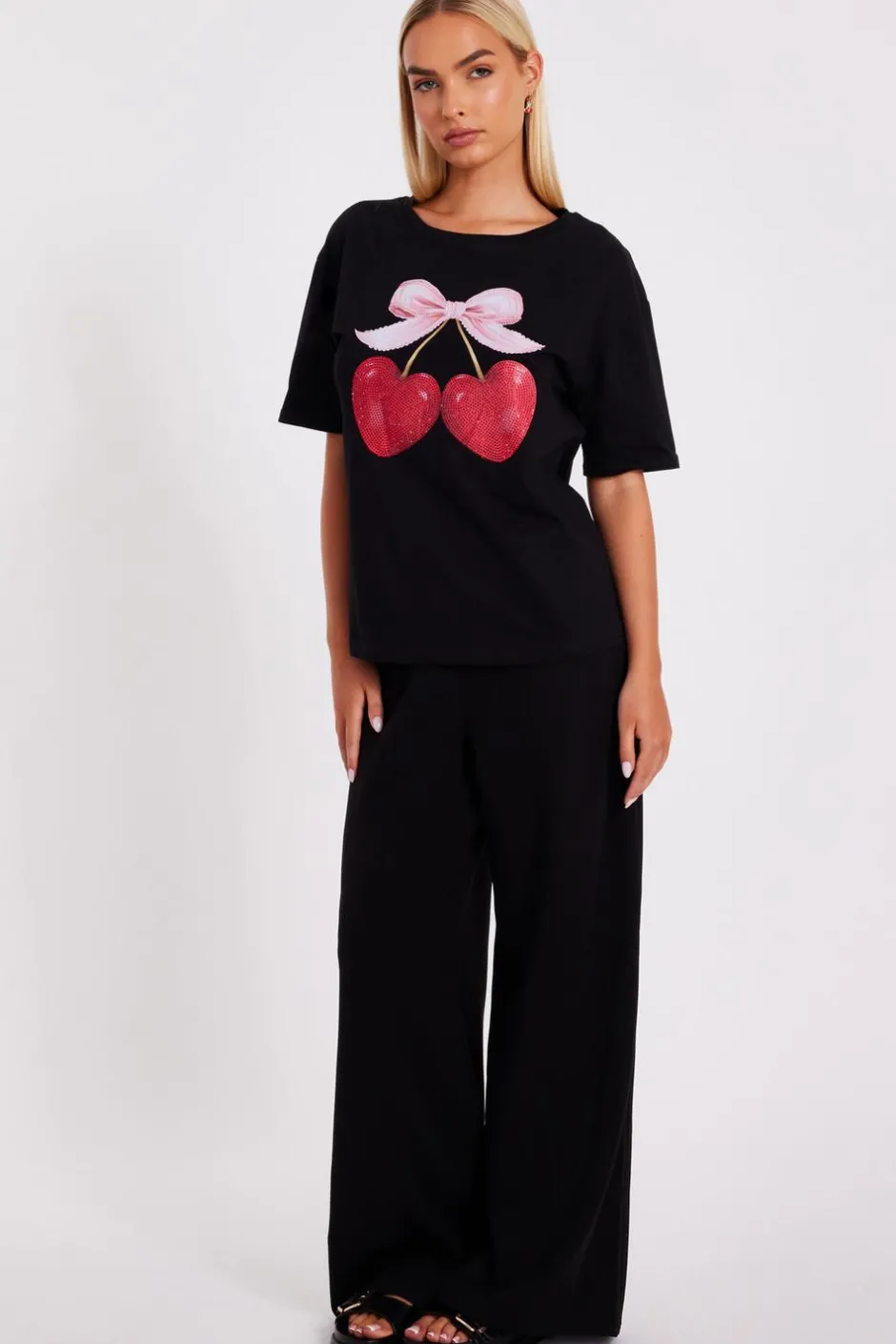 Quiz Black Cherry Print Boxy Top Online