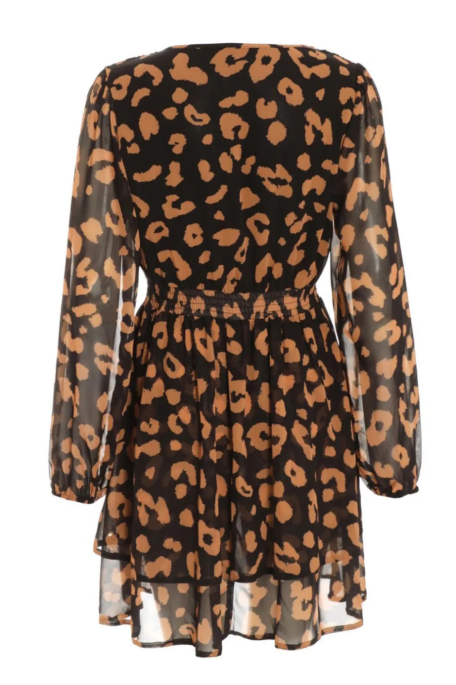 Quiz Black Chiffon Animal Print Skater Dress