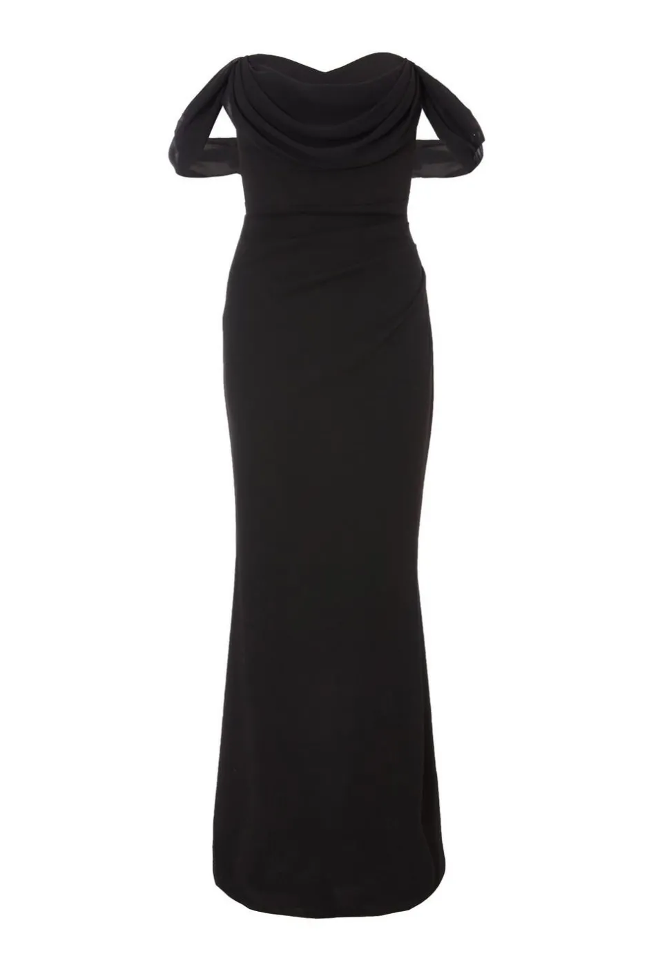 Quiz Chiffon Bardot Maxi Dress Black Hot