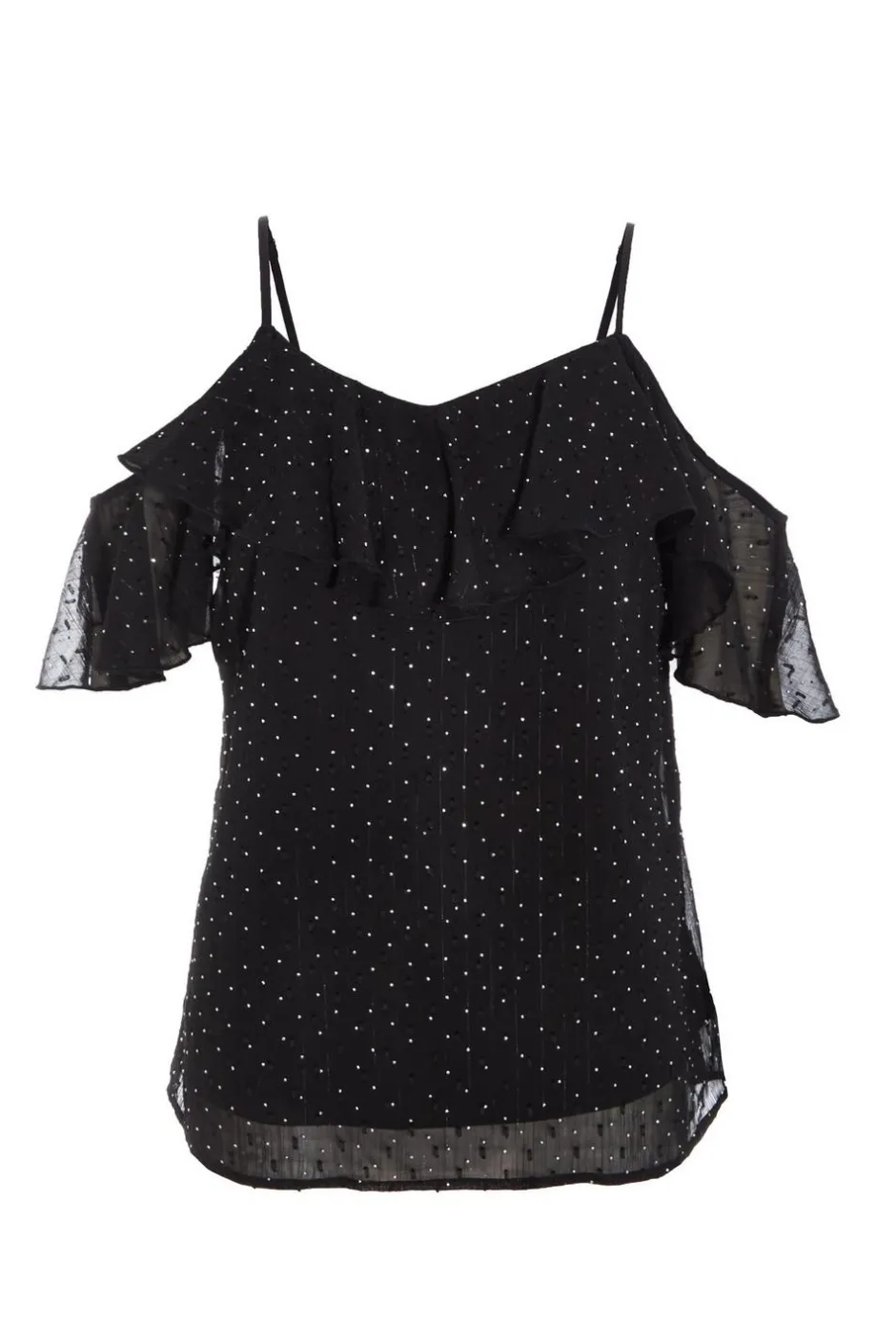 Quiz Chiffon Cold Shoulder Top Black