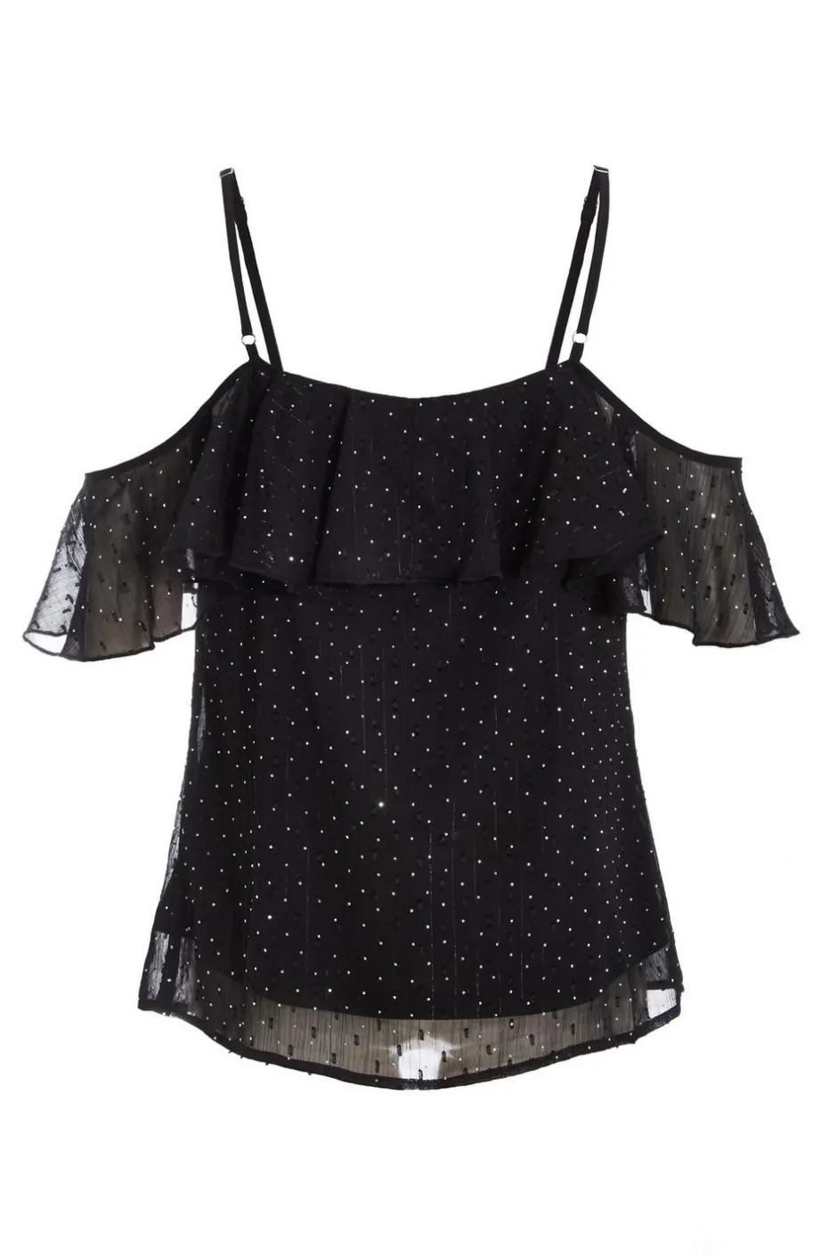 Quiz Chiffon Cold Shoulder Top Black