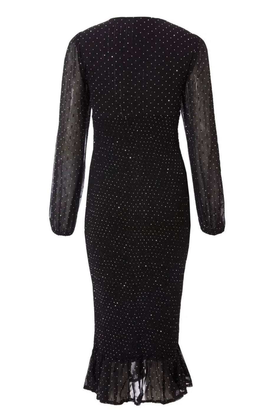 Quiz Black Chiffon Diamante Midi Dress Outlet
