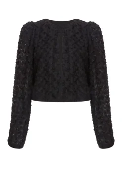 Quiz Chiffon Floral Cropped Jacket Black Online