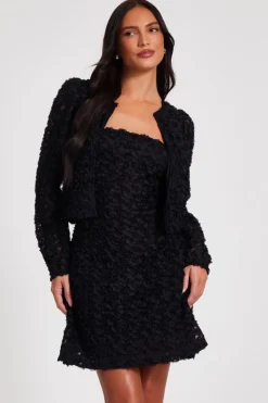 Quiz Chiffon Floral Cropped Jacket Black Online