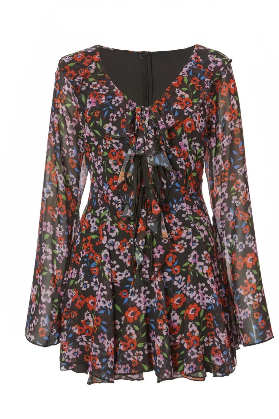 Quiz Black Chiffon Floral Skater Dress Discount