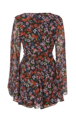 Quiz Black Chiffon Floral Skater Dress Discount