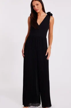 Quiz Black Chiffon Pleated Jumpsuit