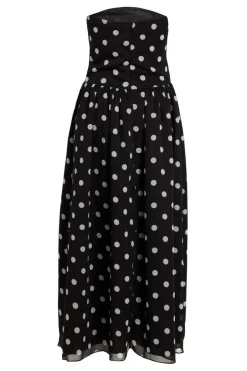 Quiz Chiffon Polka Dot Midi Dress Black New