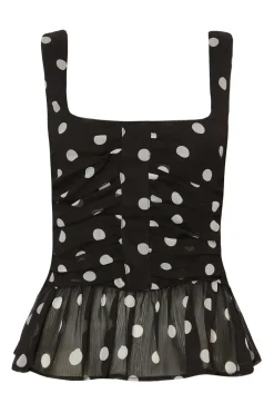 Quiz Black Chiffon Polka Dot Top Clearance